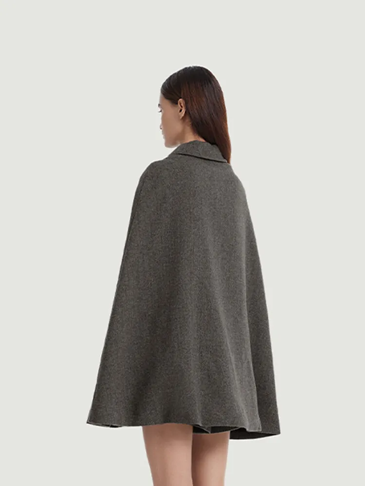 100% Washable Wool Cape And Vest Two-Piece Set