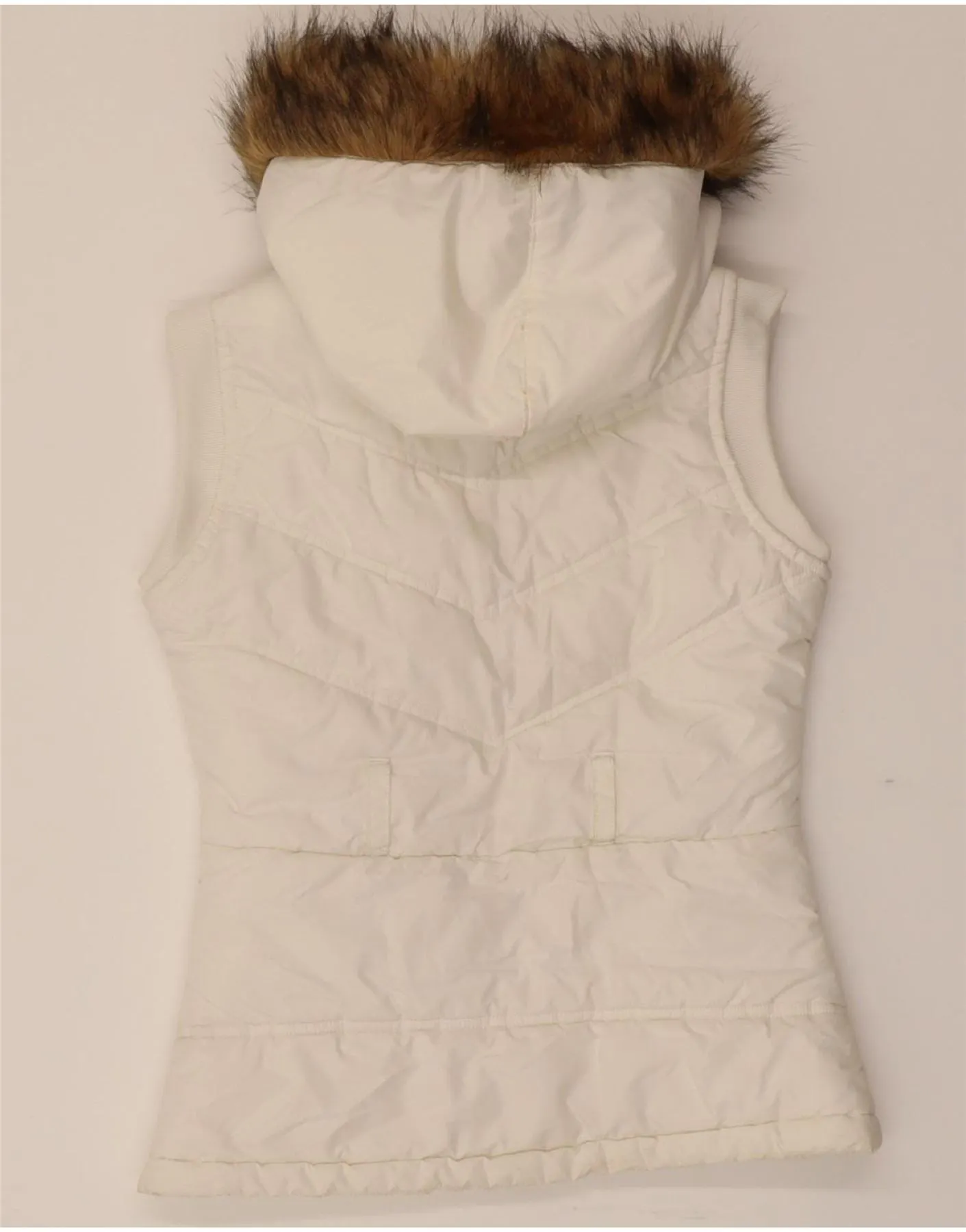 ADIDAS Womens Hooded Padded Gilet EU 32 XS White Polyester