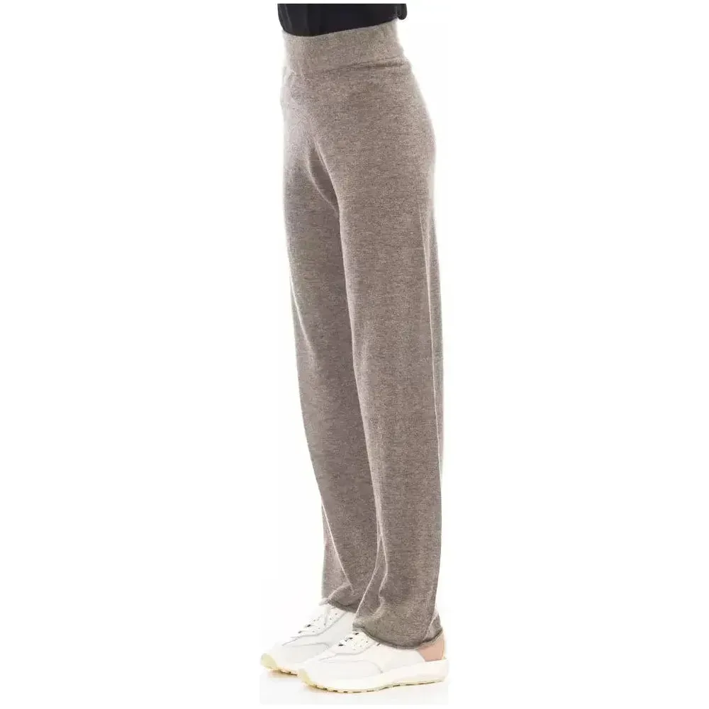 Alpha Studio Brown Wool Women Pant