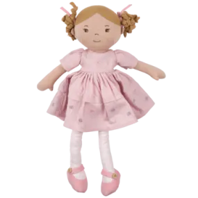 Amelia-Lt. Brown Hair Doll in Pink Linen Dress