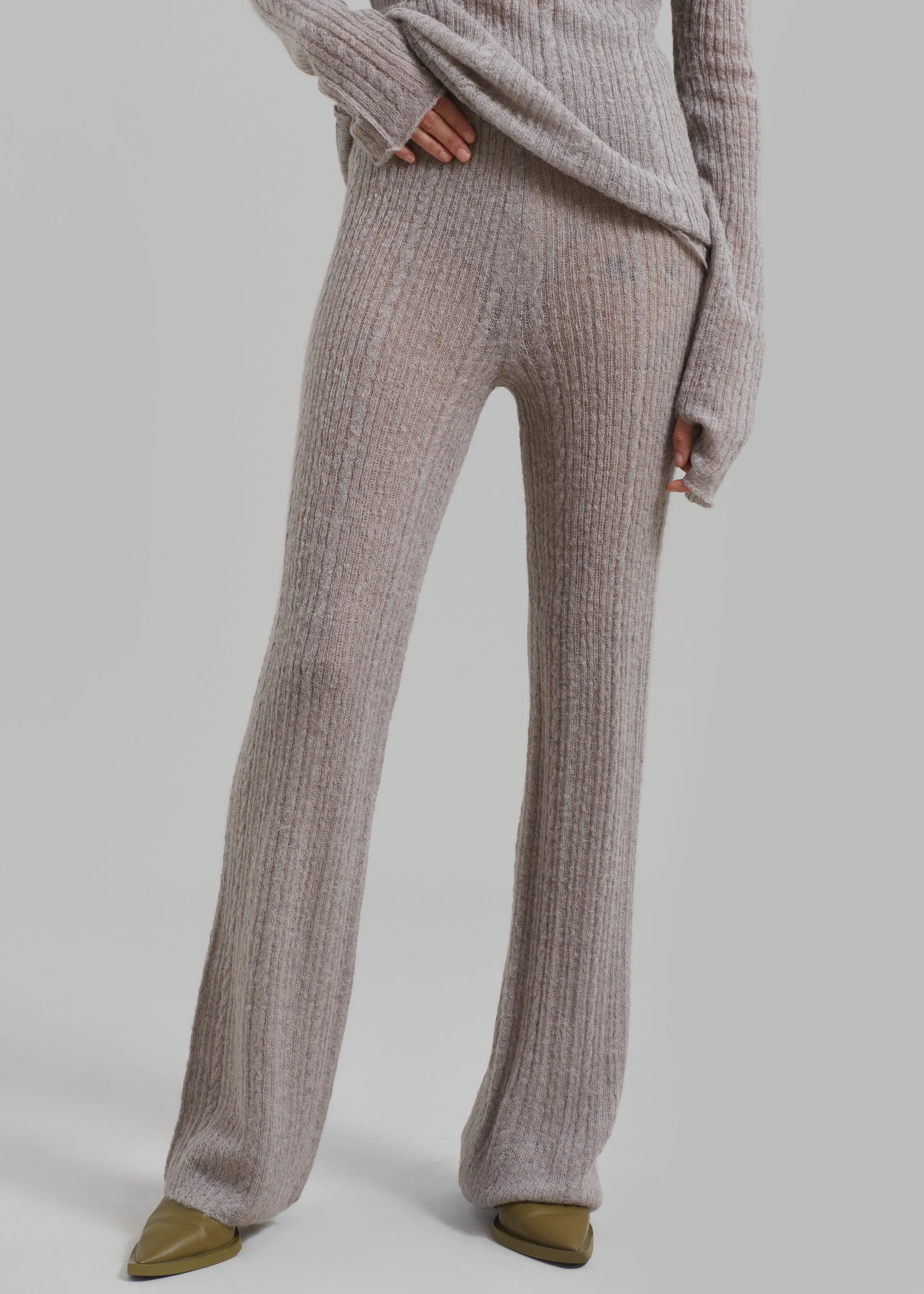 Amomento Sheer Knit Pants - Charcoal