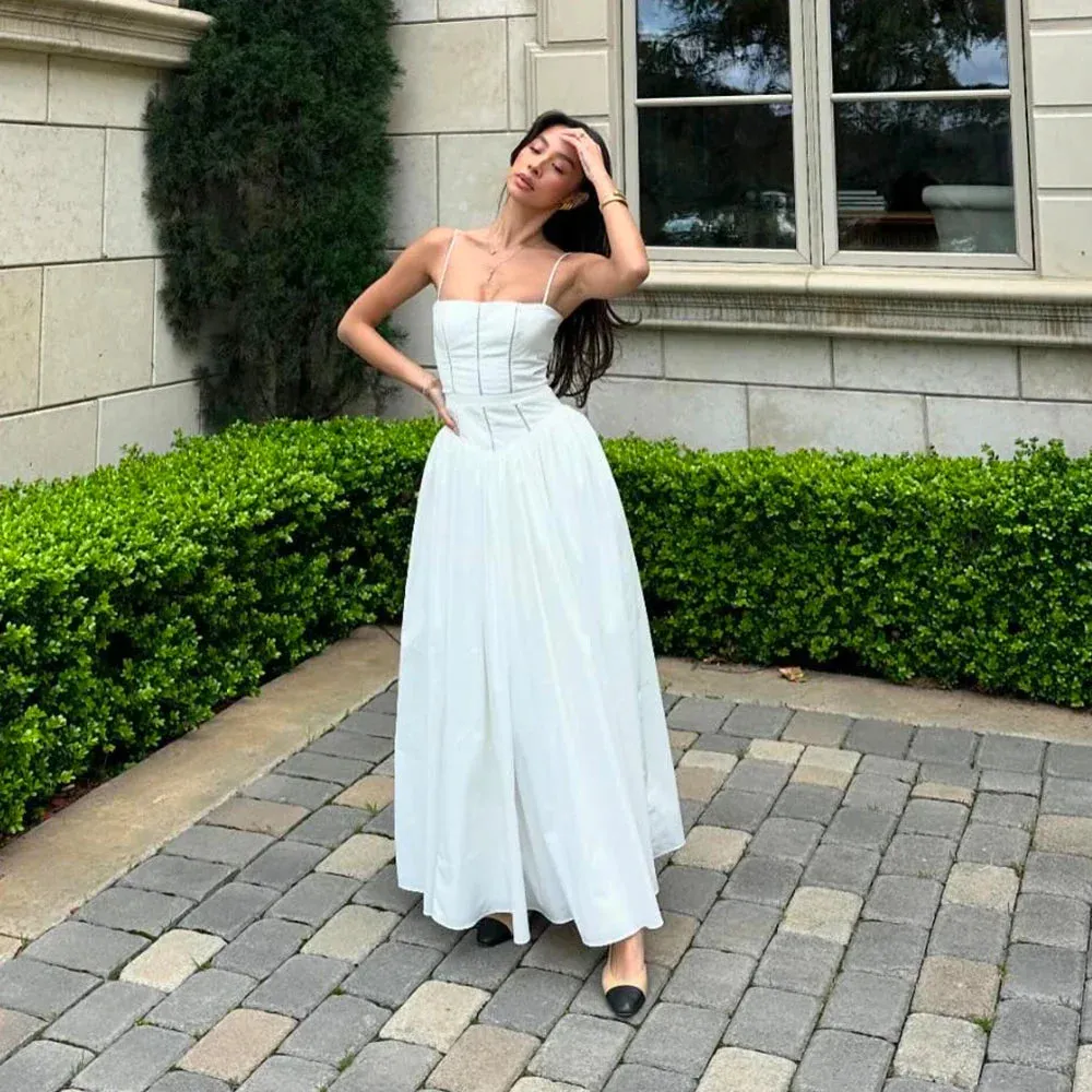 Amozae Summer Elegant Dresses for Women 2024 New Arrivals Hollow Out Flare Birthday Party Dresses Midi Print Female Clothing