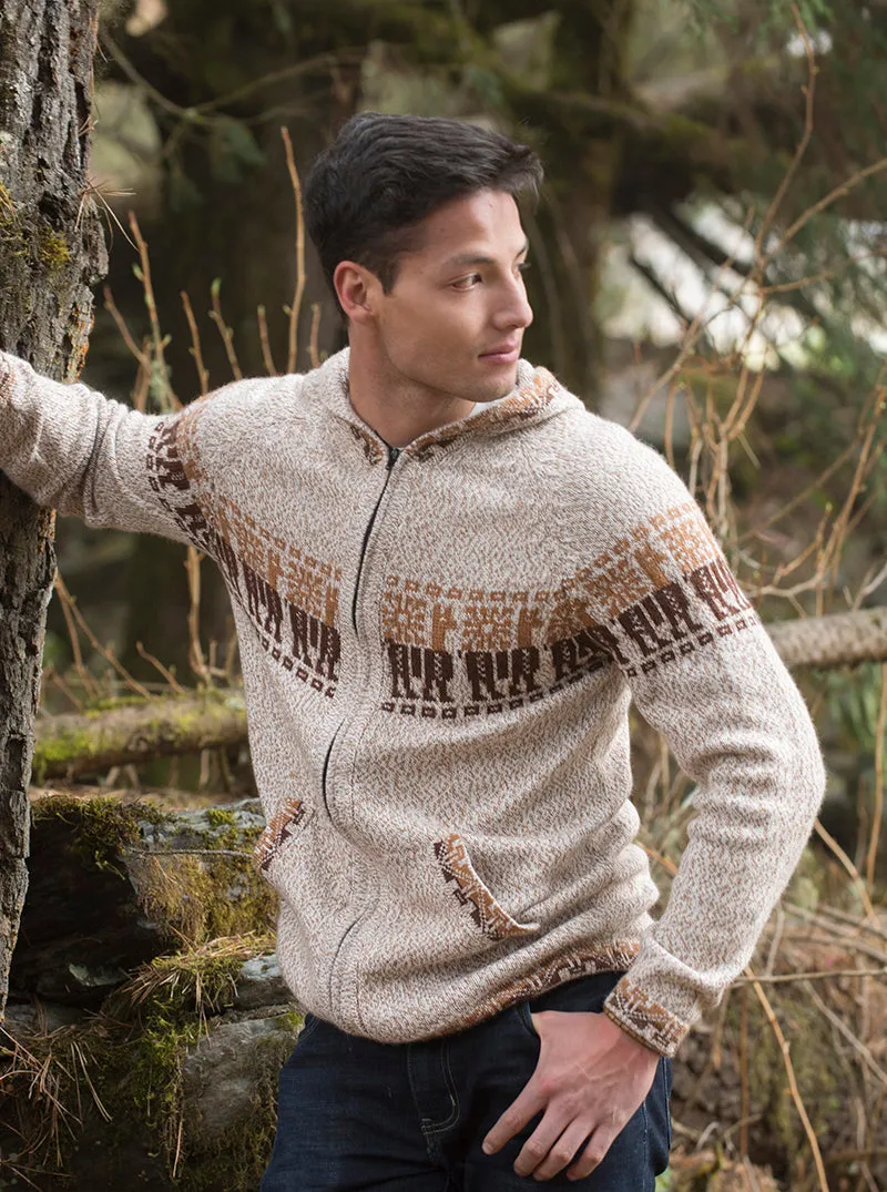 Andean Beige Full Zip Alpaca Hoodie