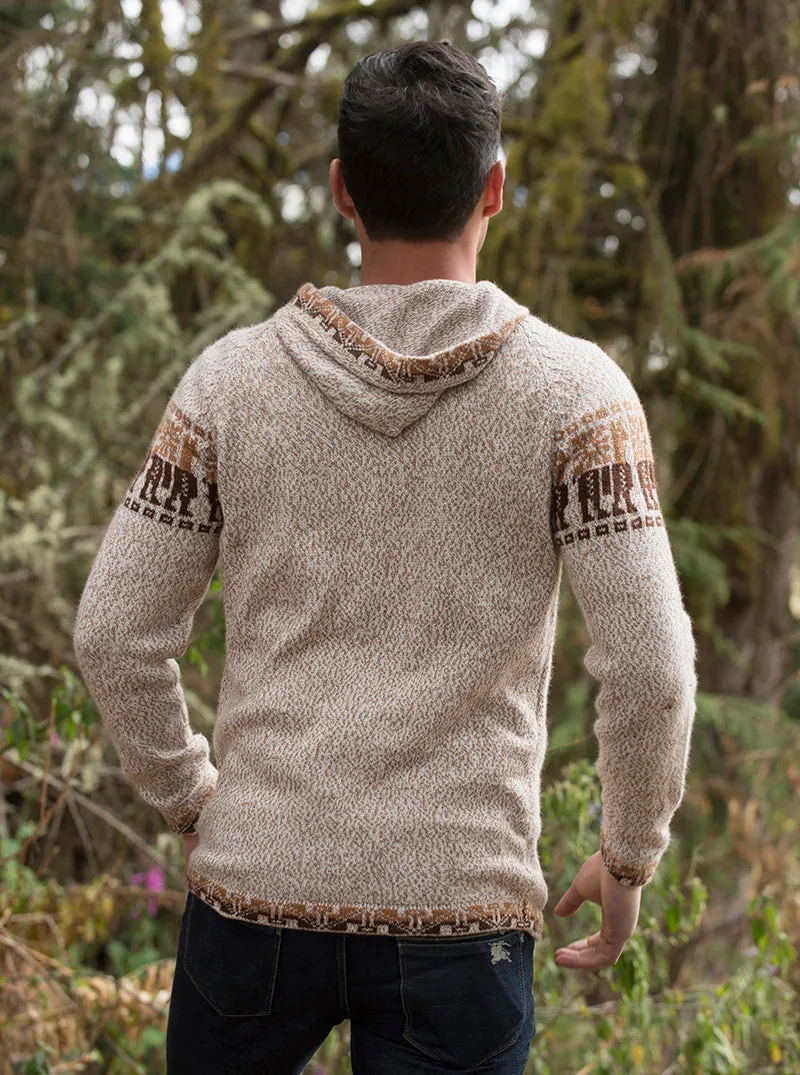 Andean Beige Full Zip Alpaca Hoodie