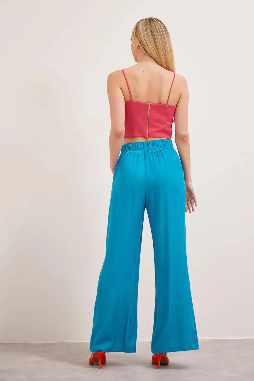 ANNE WIDE LEG TROUSERS (TURQUOISE)