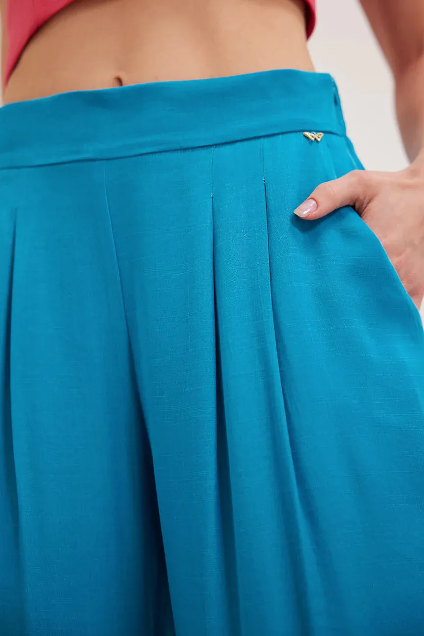 ANNE WIDE LEG TROUSERS (TURQUOISE)