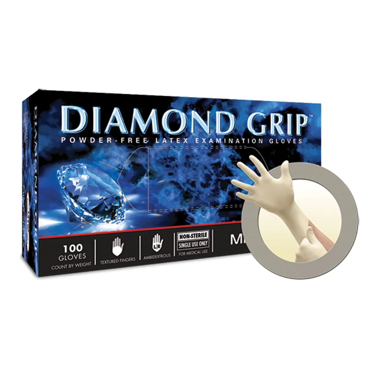 Ansell Microflex Diamond Grip Powder-Free Latex Exam Gloves Glove Exam Latex Diamond Grippf Xlg 100/Bx 10Bx/Cs