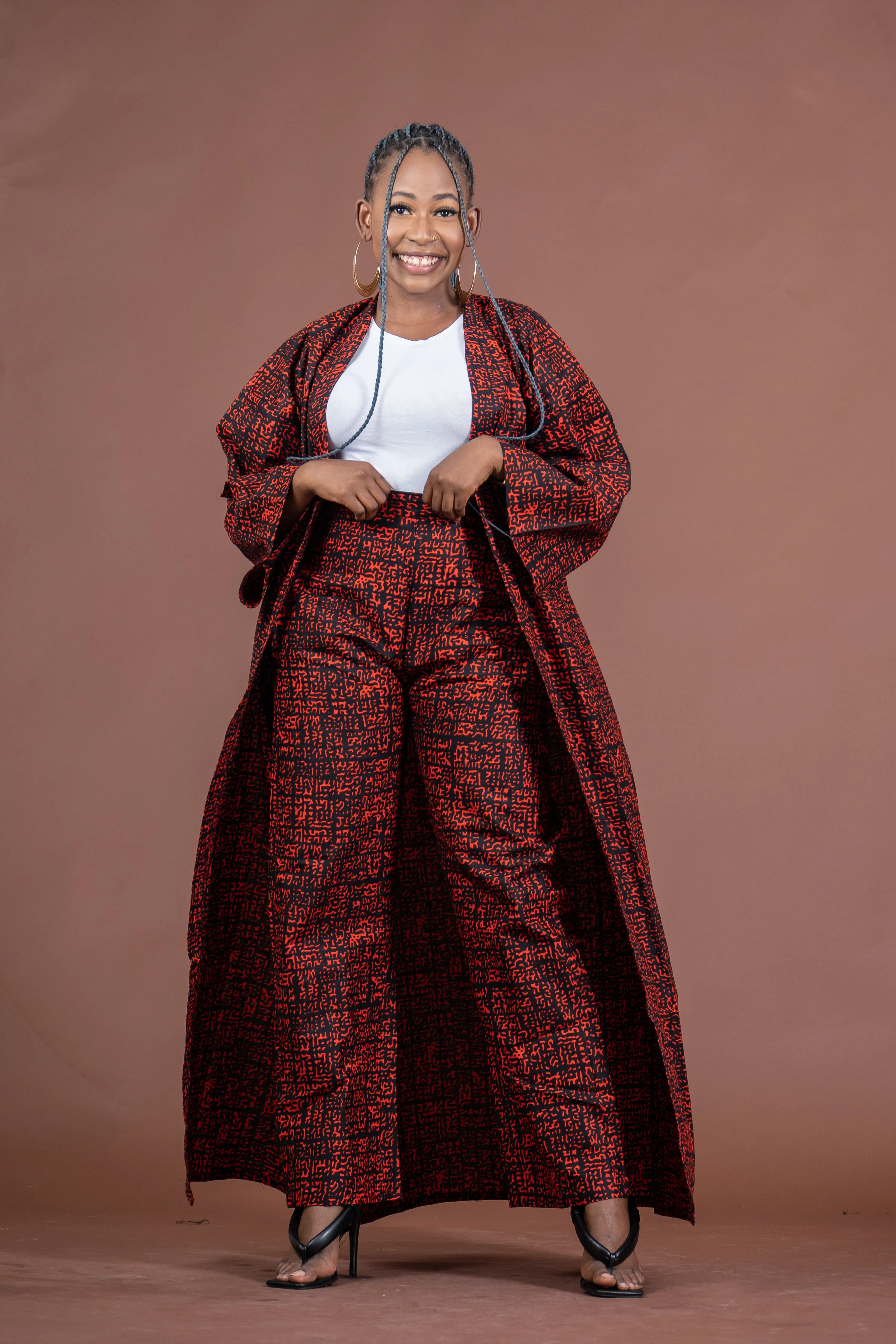 Aretha Ankara High waisted Trouser | Red and Black African Print