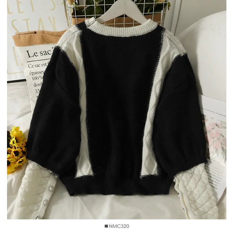 Autumn three-dimensional flower long sleeve Pullover round neck sweater female  2077