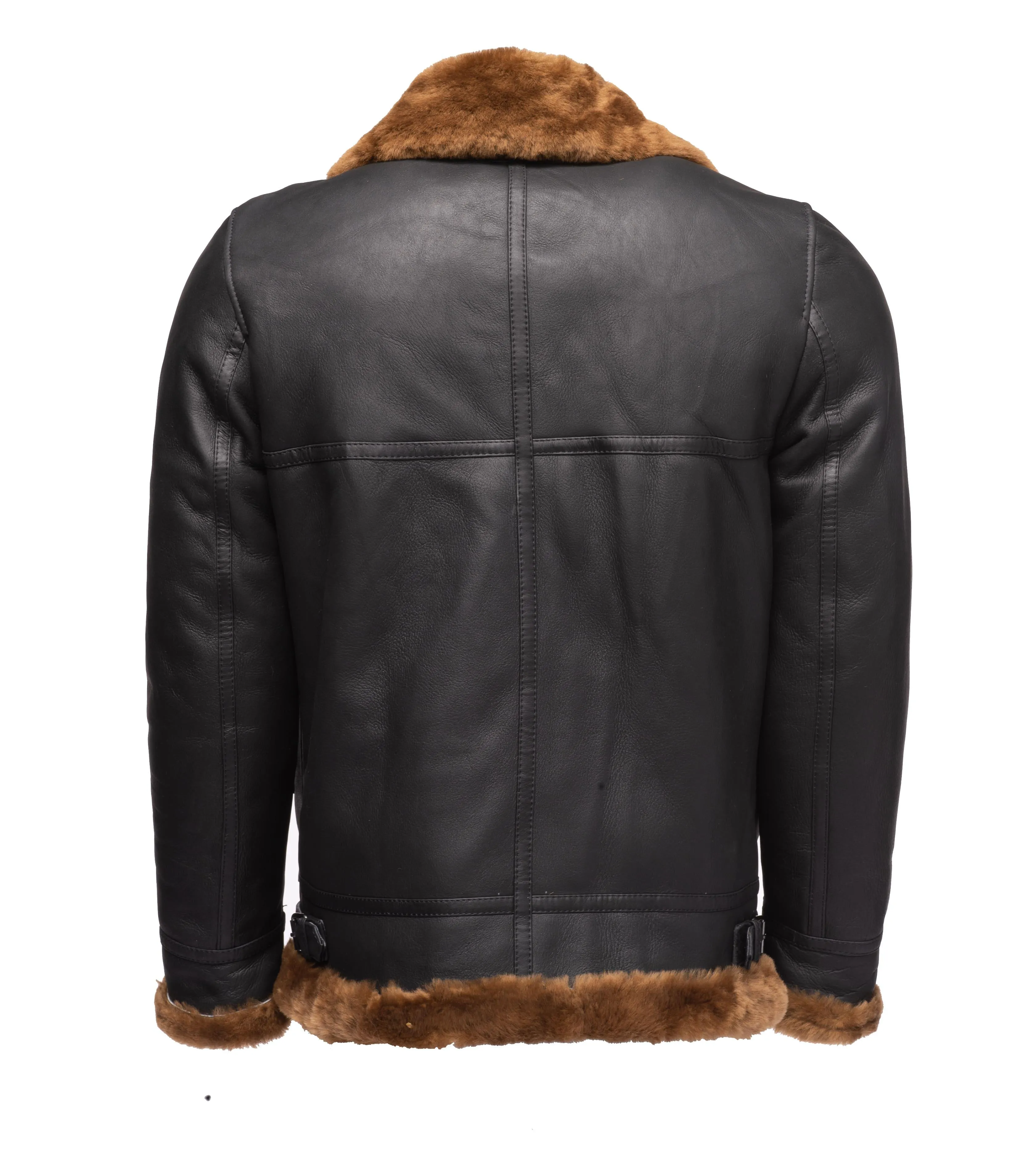 B3 Classic Ginger Brown Bomber Aviator Shearling Jacket For Men