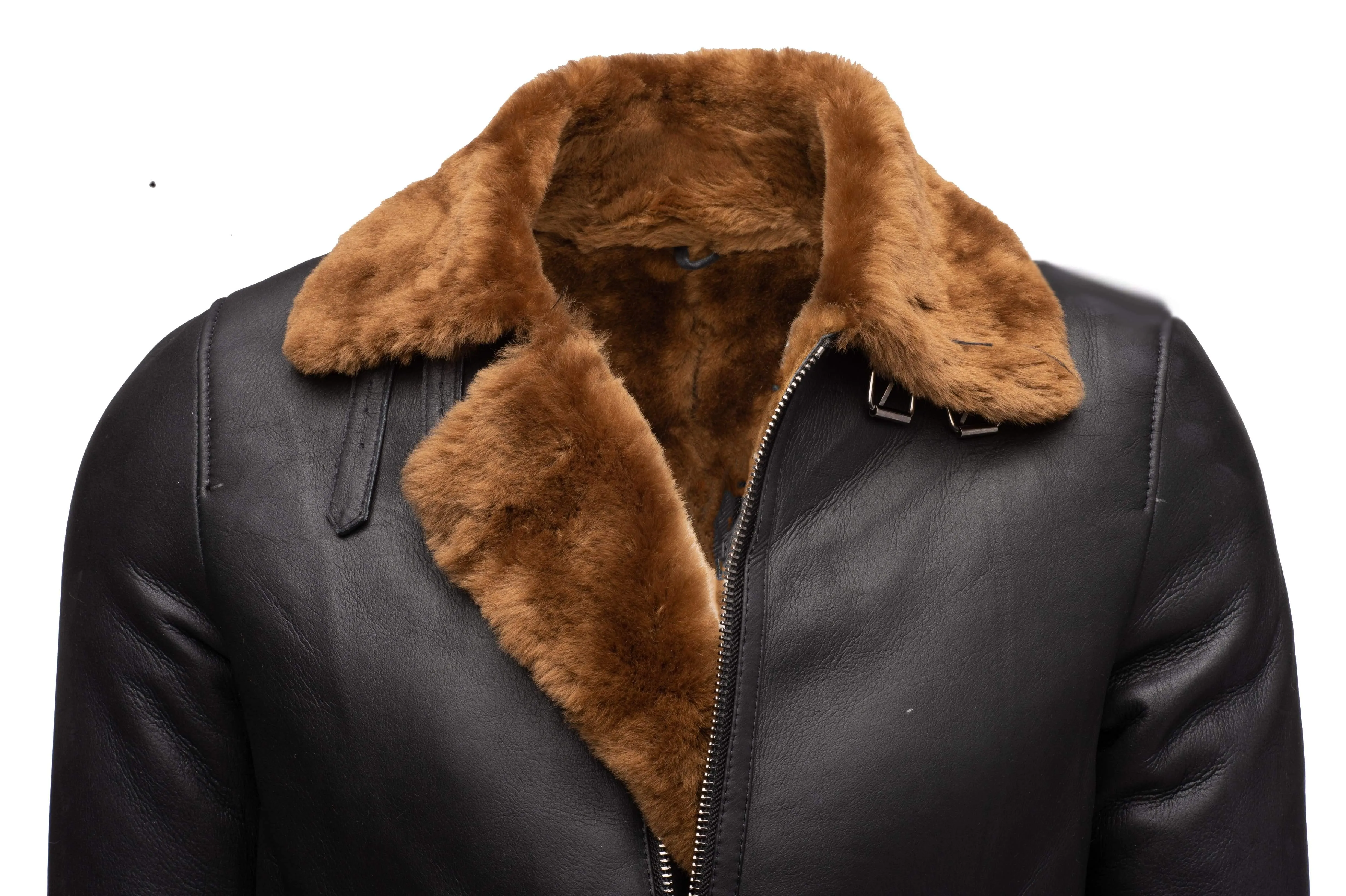 B3 Classic Ginger Brown Bomber Aviator Shearling Jacket For Men