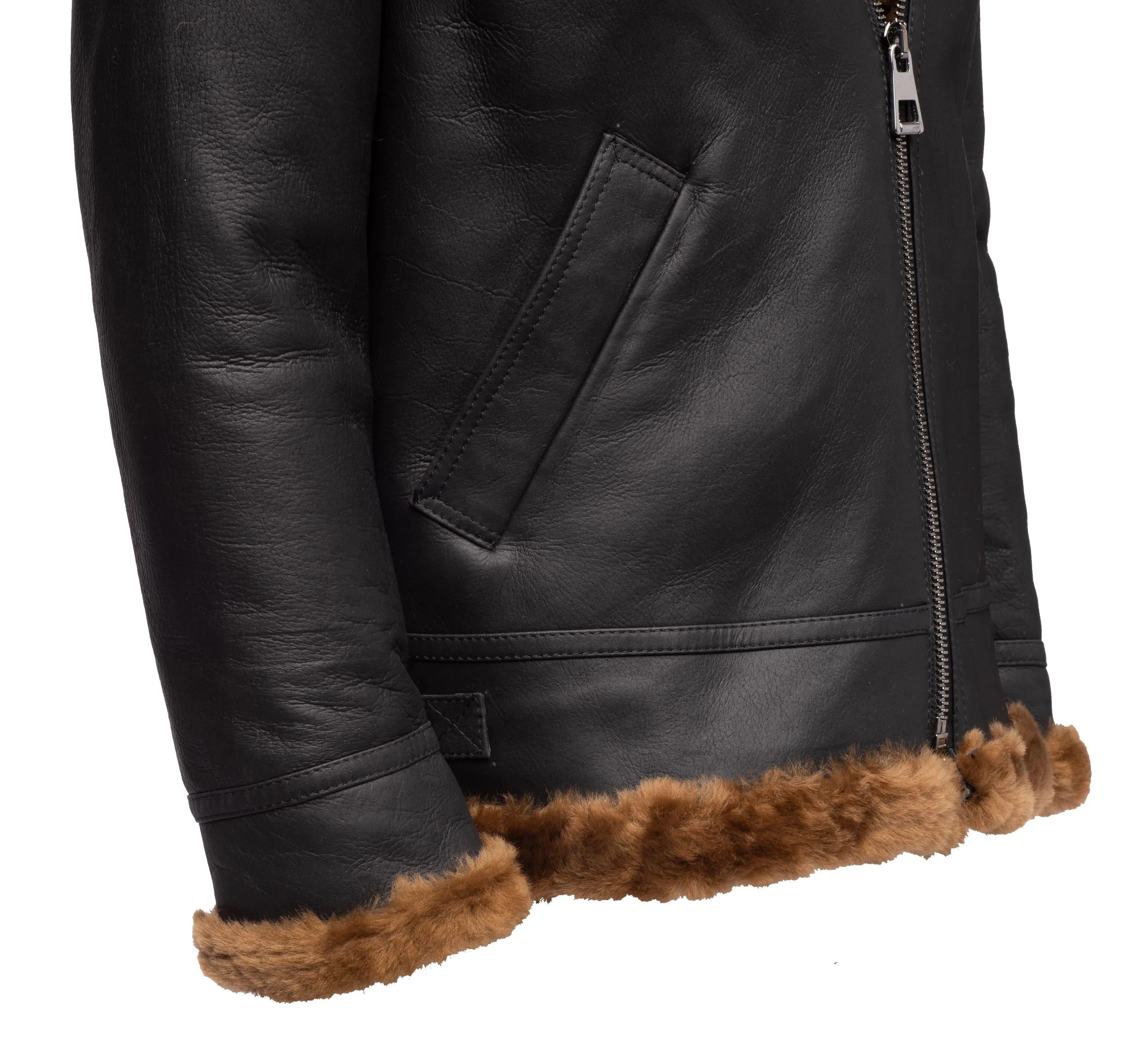 B3 Classic Ginger Brown Bomber Aviator Shearling Jacket For Men