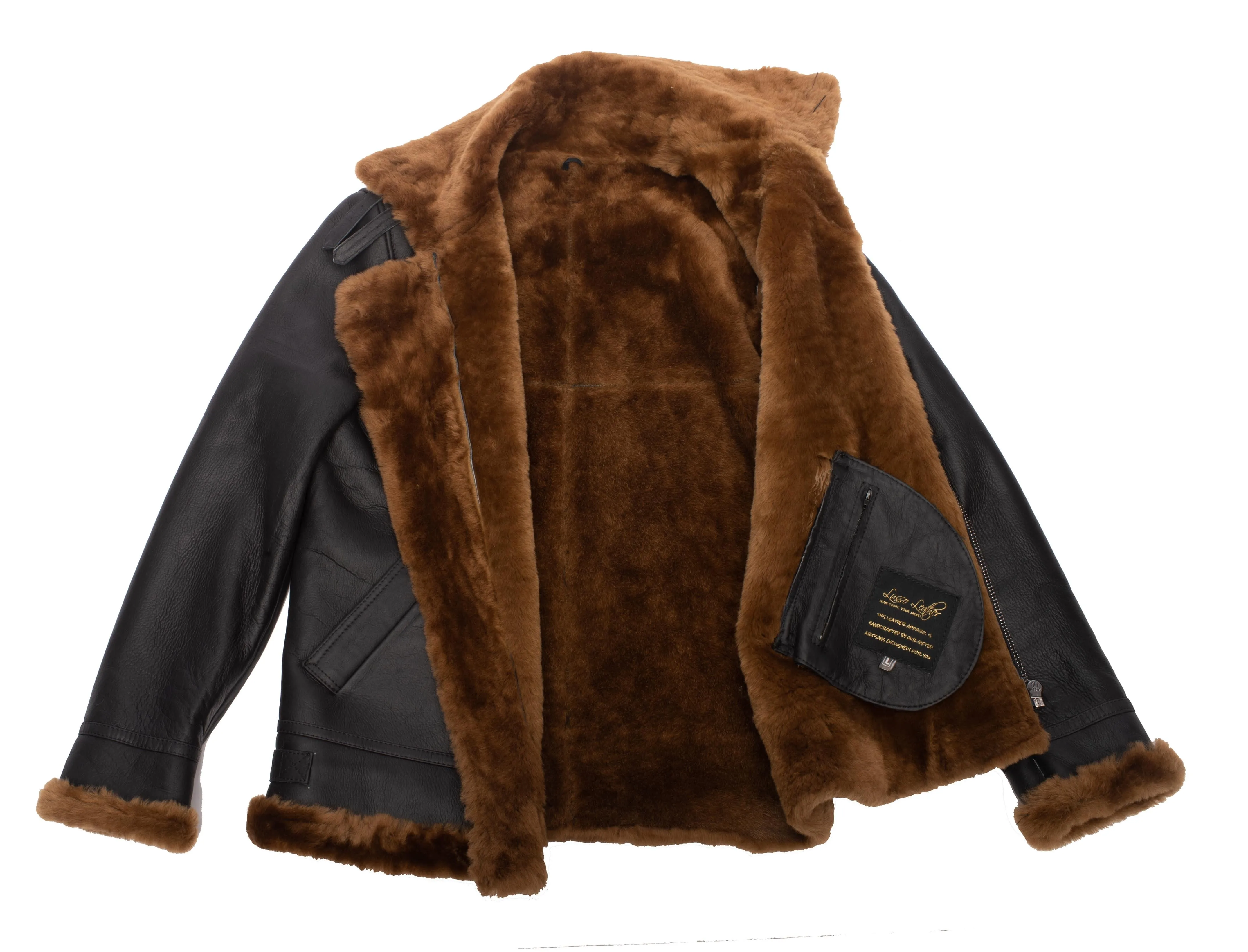 B3 Classic Ginger Brown Bomber Aviator Shearling Jacket For Men