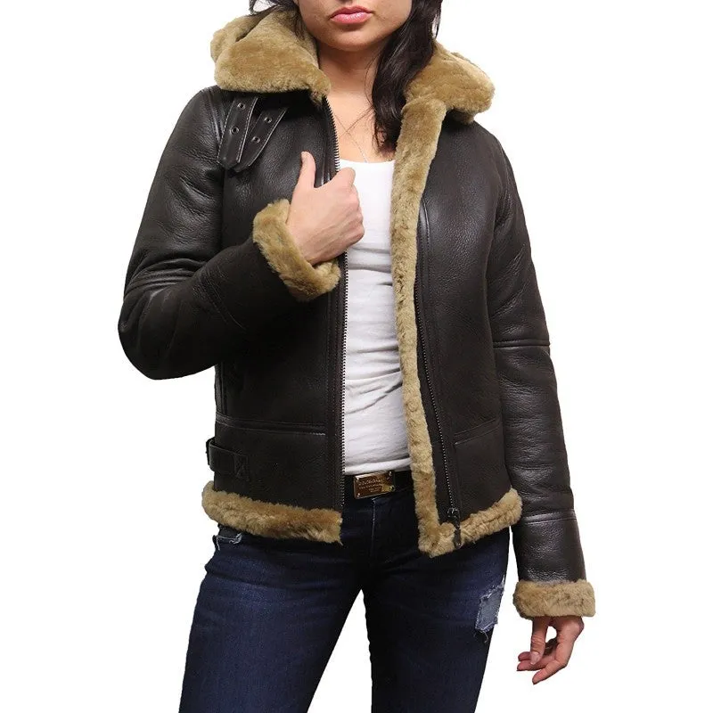 B3 WW2 Aviator Flying Hooded Jacket Womens