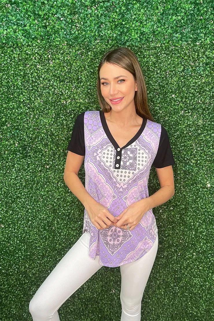 Bandana Print Top, Lavender