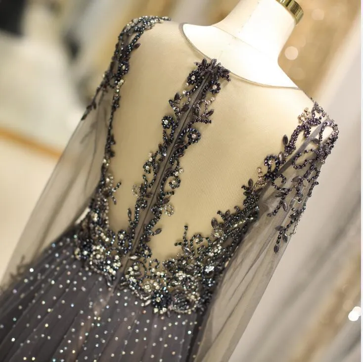 Beaded Prom Dress with Sleeves, Prom Dresses, Evening Dress, Dance Dress, Graduation School Party Gown, PC0390