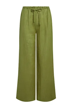 Belize Pant - Vivid Moss Crinkle Linen