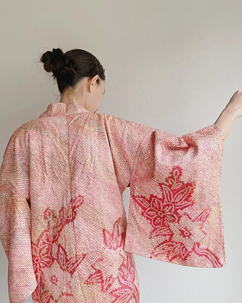 Bell Flower Love Shibori Haori Kimono Jacket