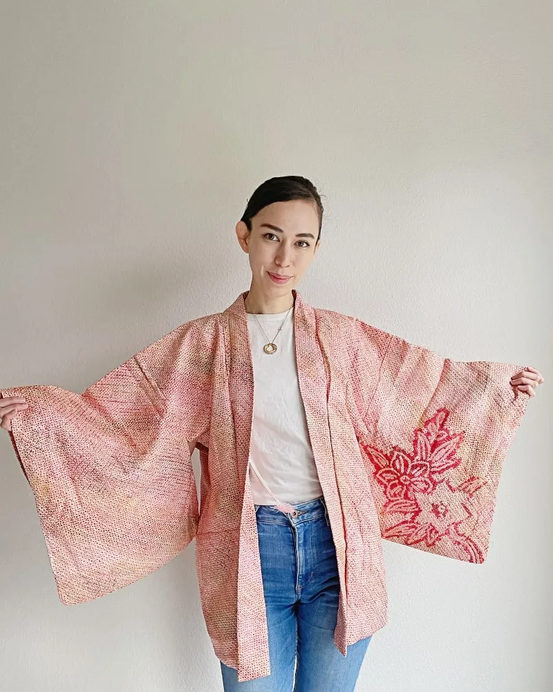 Bell Flower Love Shibori Haori Kimono Jacket