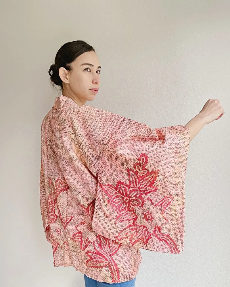 Bell Flower Love Shibori Haori Kimono Jacket