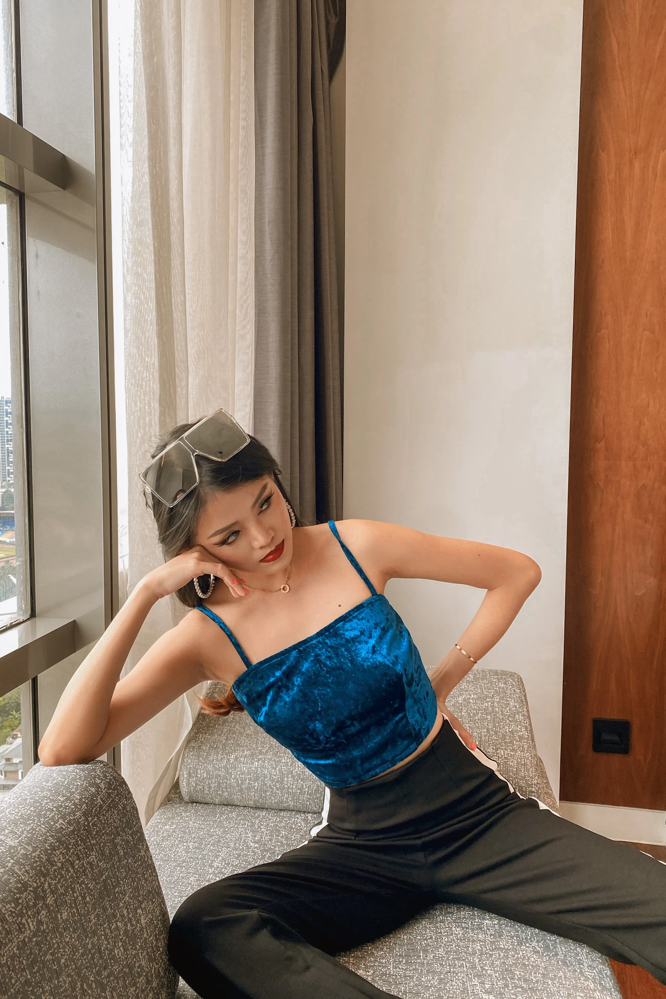 Bells Velvet Camisole in Teal