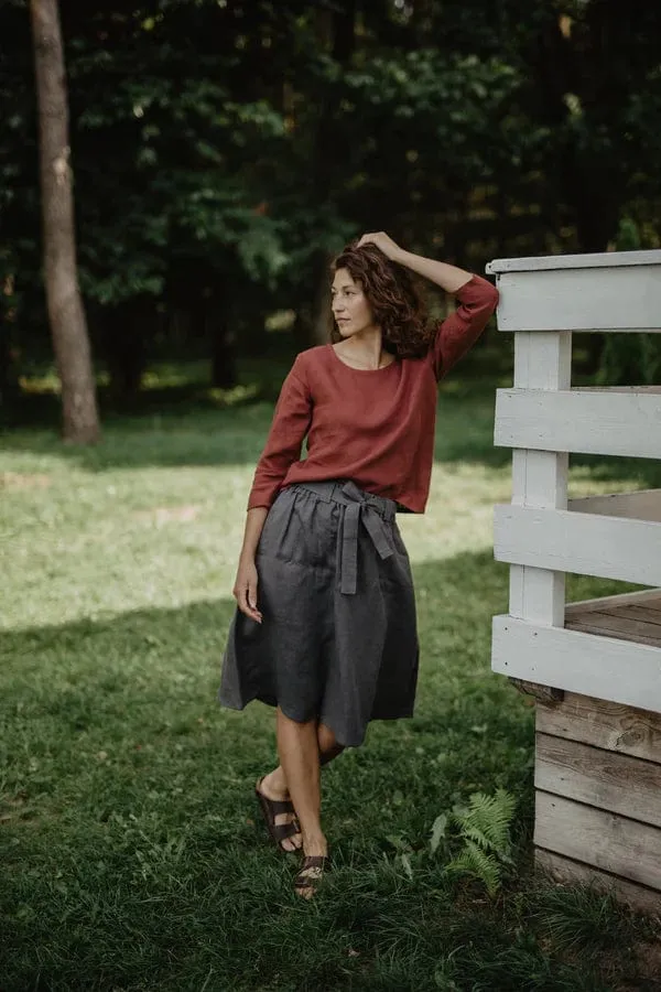 Bergen Linen Mid-length Skirt | Multiple Colours