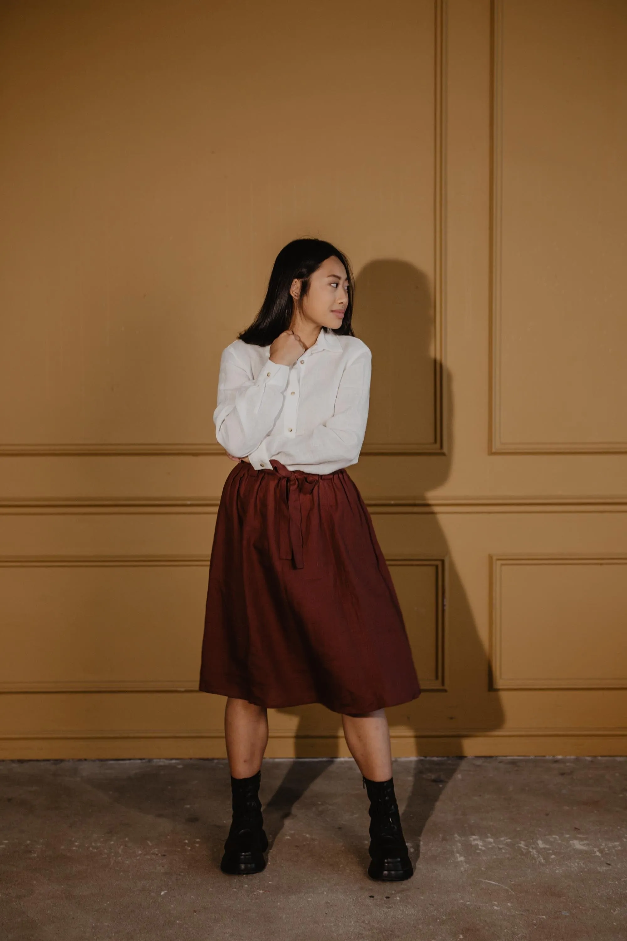 Bergen Linen Mid-length Skirt | Multiple Colours