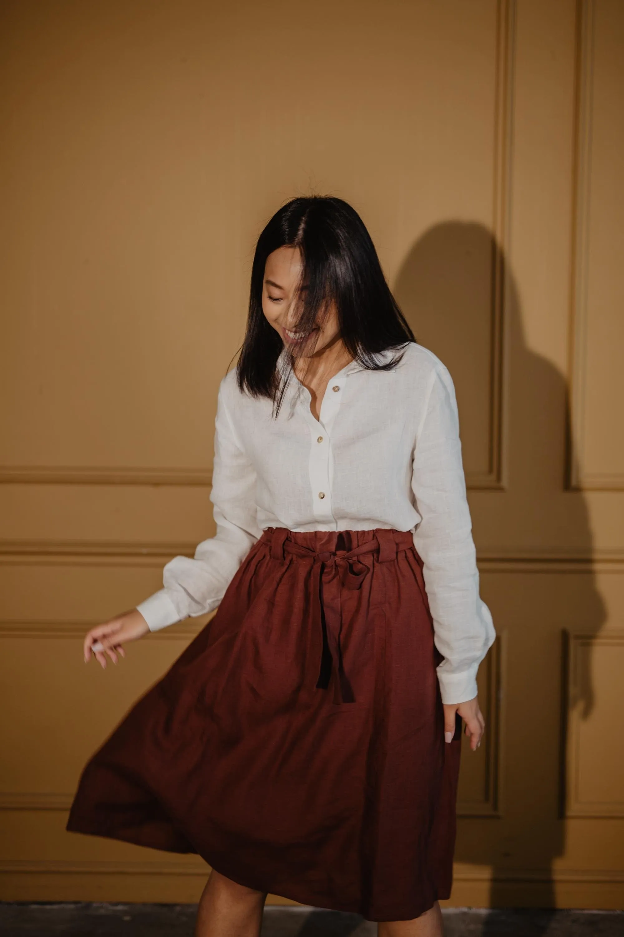 Bergen Linen Mid-length Skirt | Multiple Colours