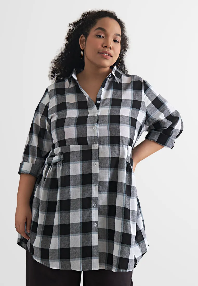 Bethany Pocket Checkered Long Shirt