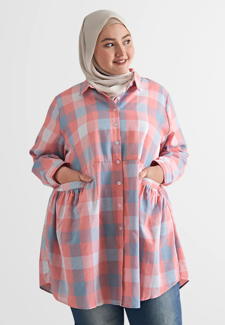 Bethany Pocket Checkered Long Shirt