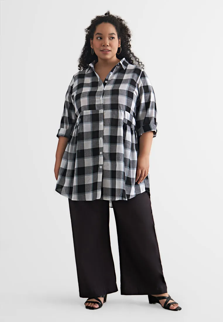 Bethany Pocket Checkered Long Shirt