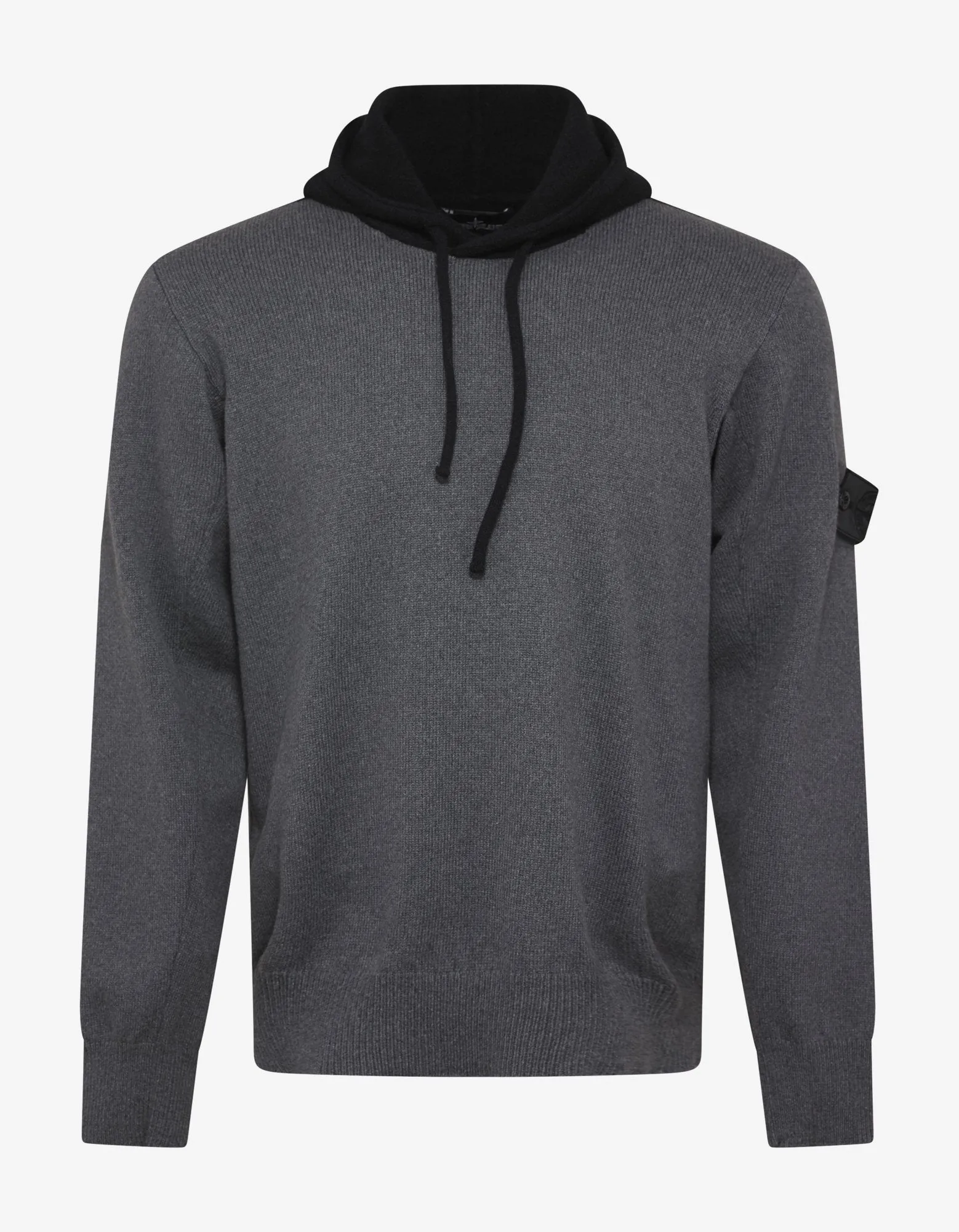 Bi-Colour Wool-Blend Knitted Hoodie -