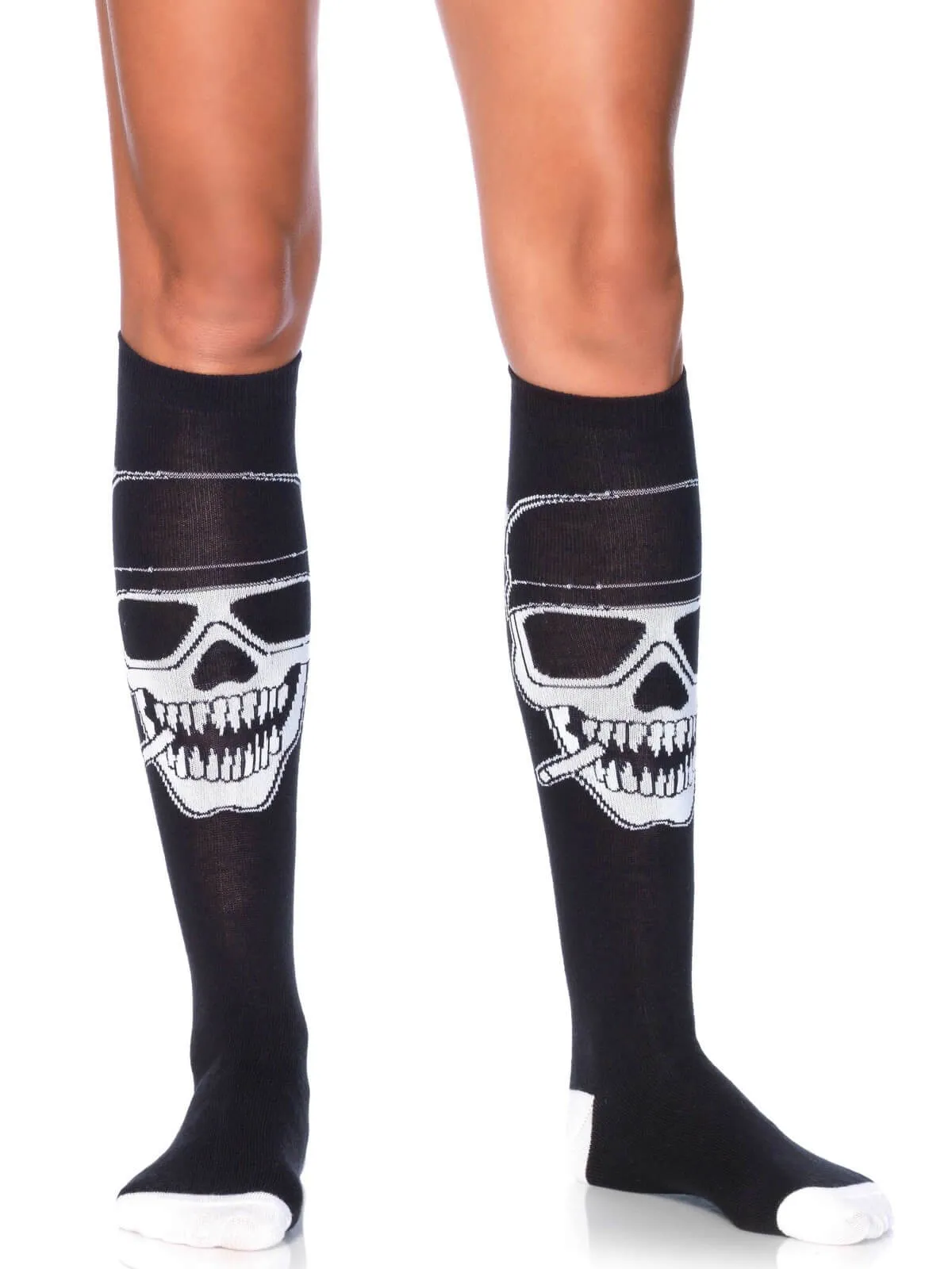 Biker Babe skeleton knee highs