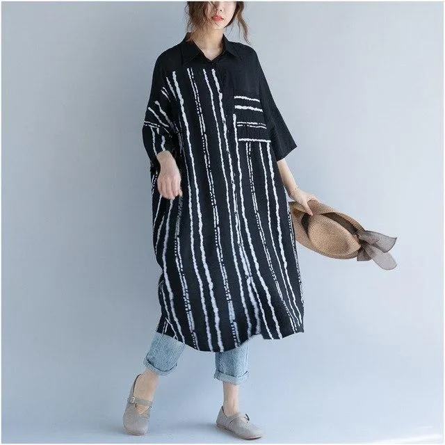 Black and White Striped Oversized Shirt