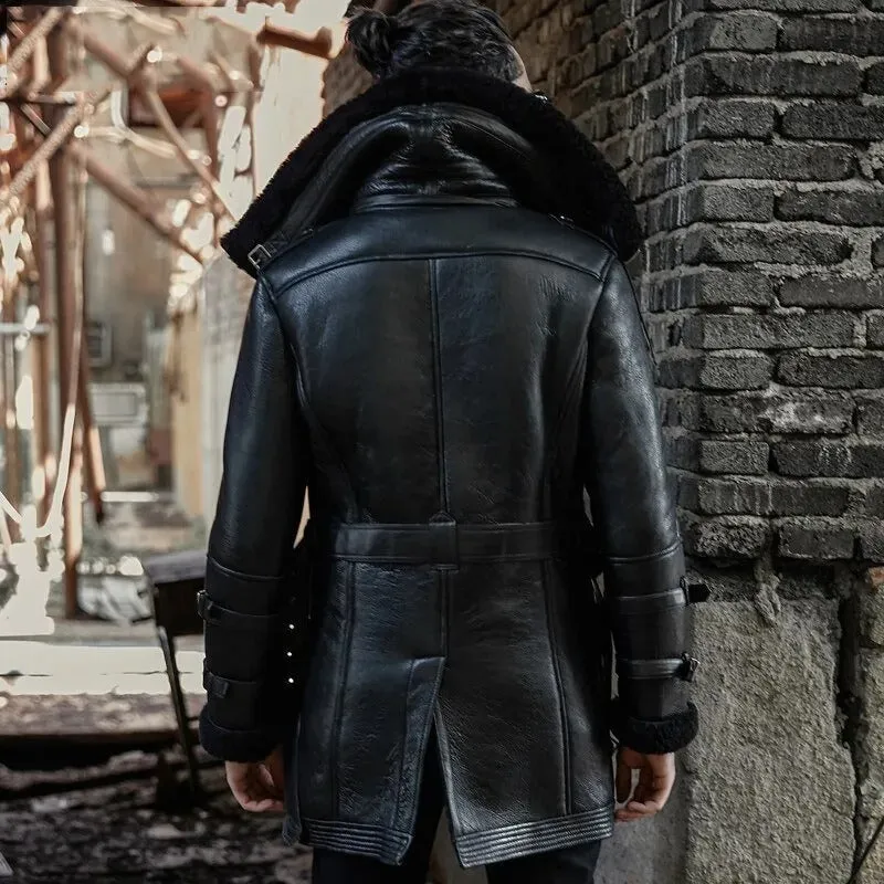 Black B3 Shearling Leather Coat