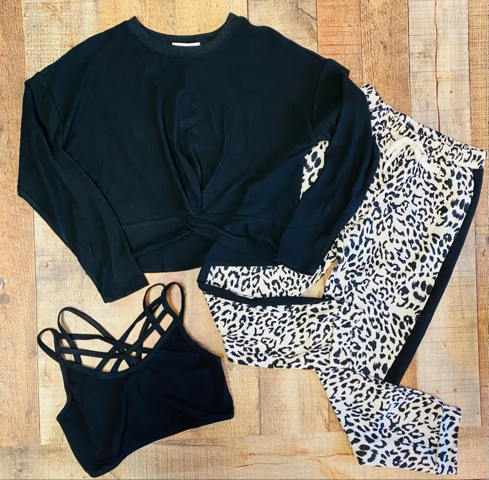 black crop twist sweater