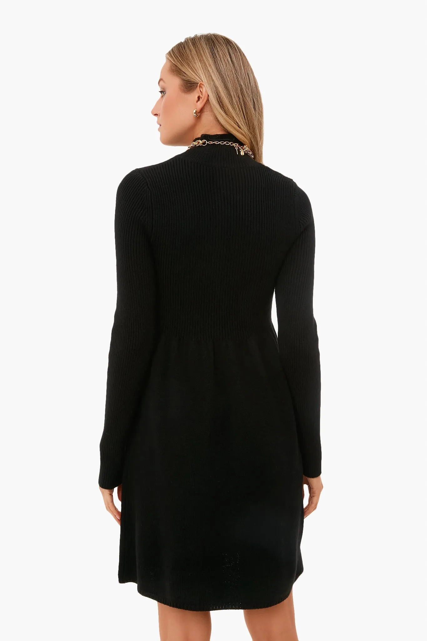 Black Turtleneck Peplum Sweater Dress