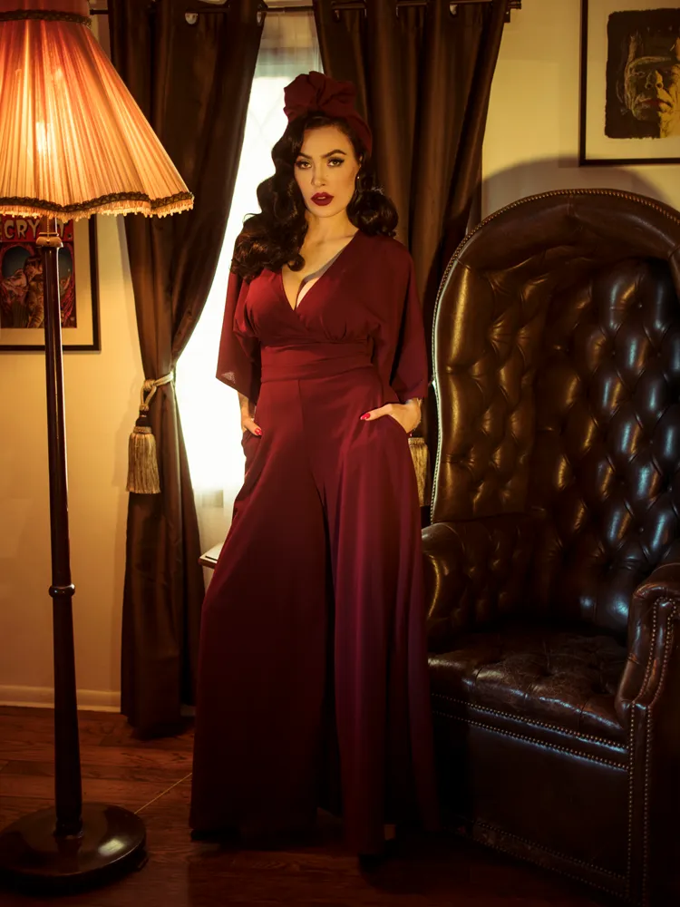 Black Widow Palazzo Pants in Oxblood