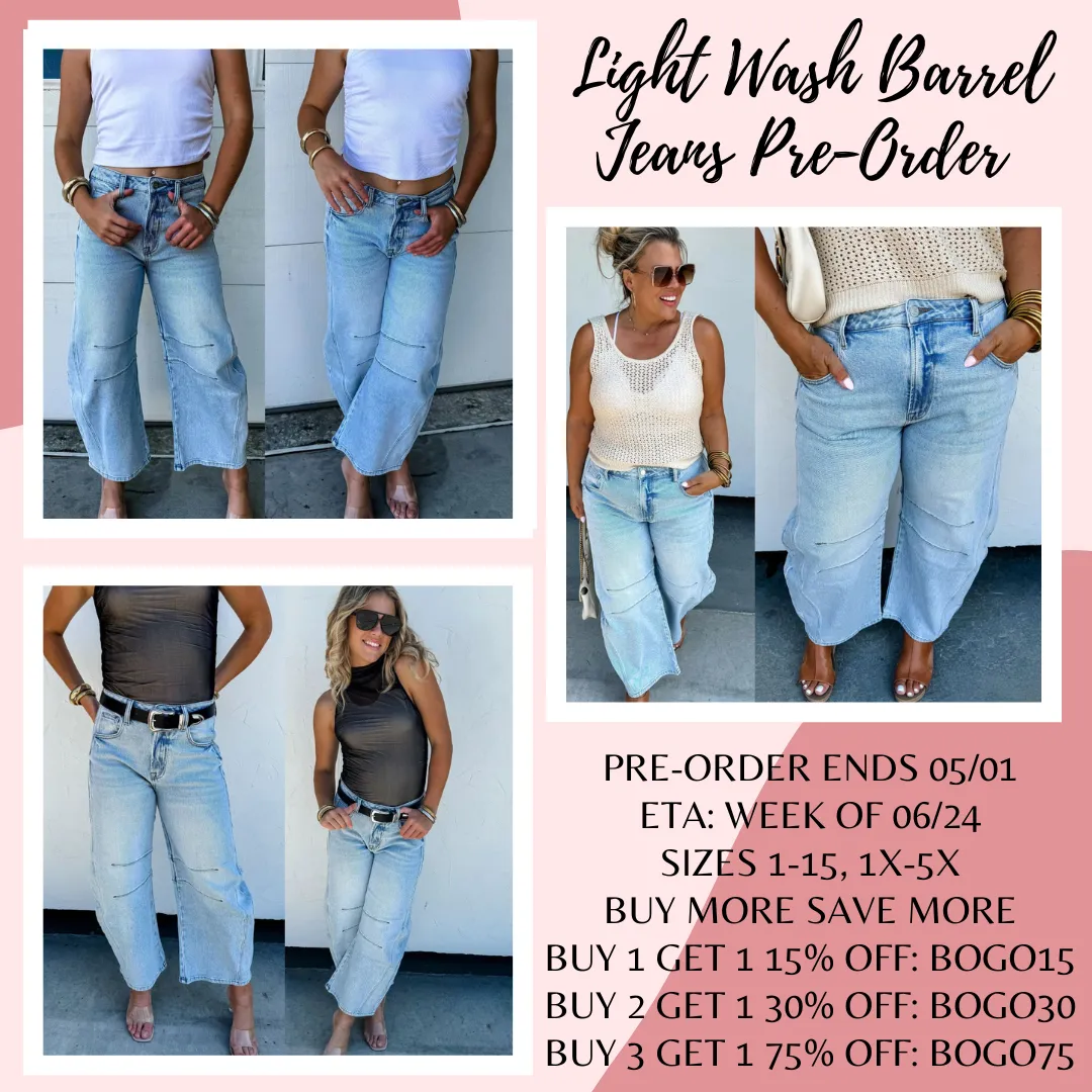 Blakeley Designs Light Wash Barrel Jeans Pre-Order