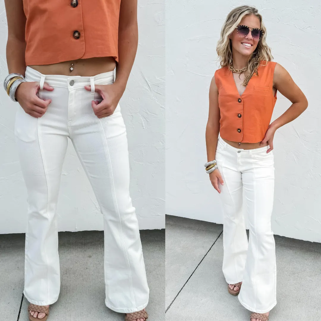 Blakeley White Stella Tummy Control Flare Jeans