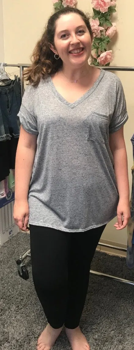 Boyfriend Pocket Top, Grey