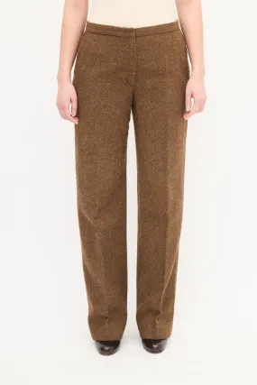 Brown Wool Herringbone Trouser