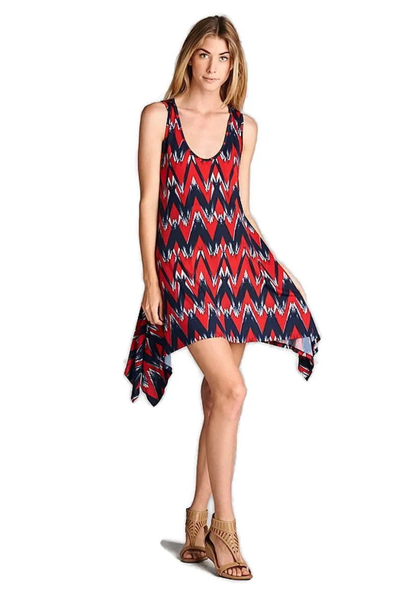 Brush Stroke Chevron Tank, Red