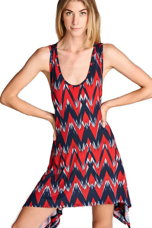 Brush Stroke Chevron Tank, Red