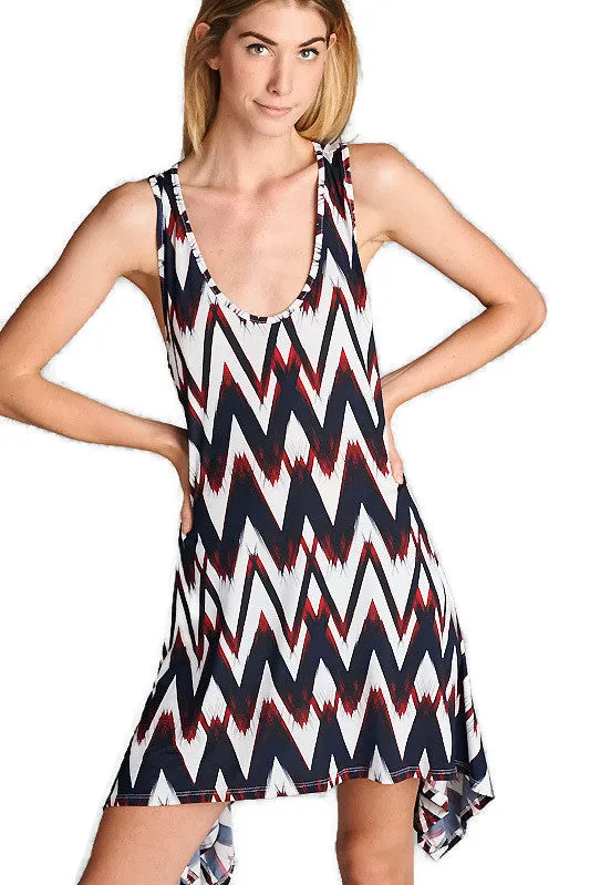 Brush Stroke Chevron Tank, White