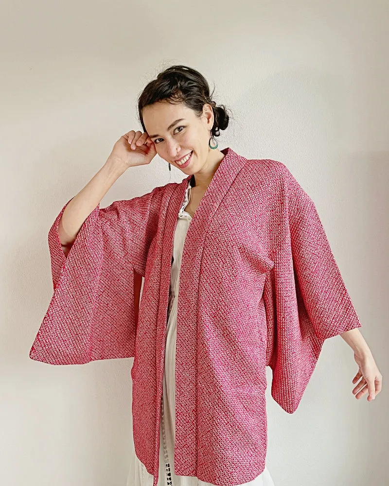 Burgundy Shibori Haori  Kimono Jacket