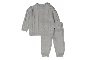 Cable-Knit Baby Sweater Set - Grey