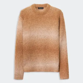 Camel Ombre Alpaca Knit Crewneck Sweater