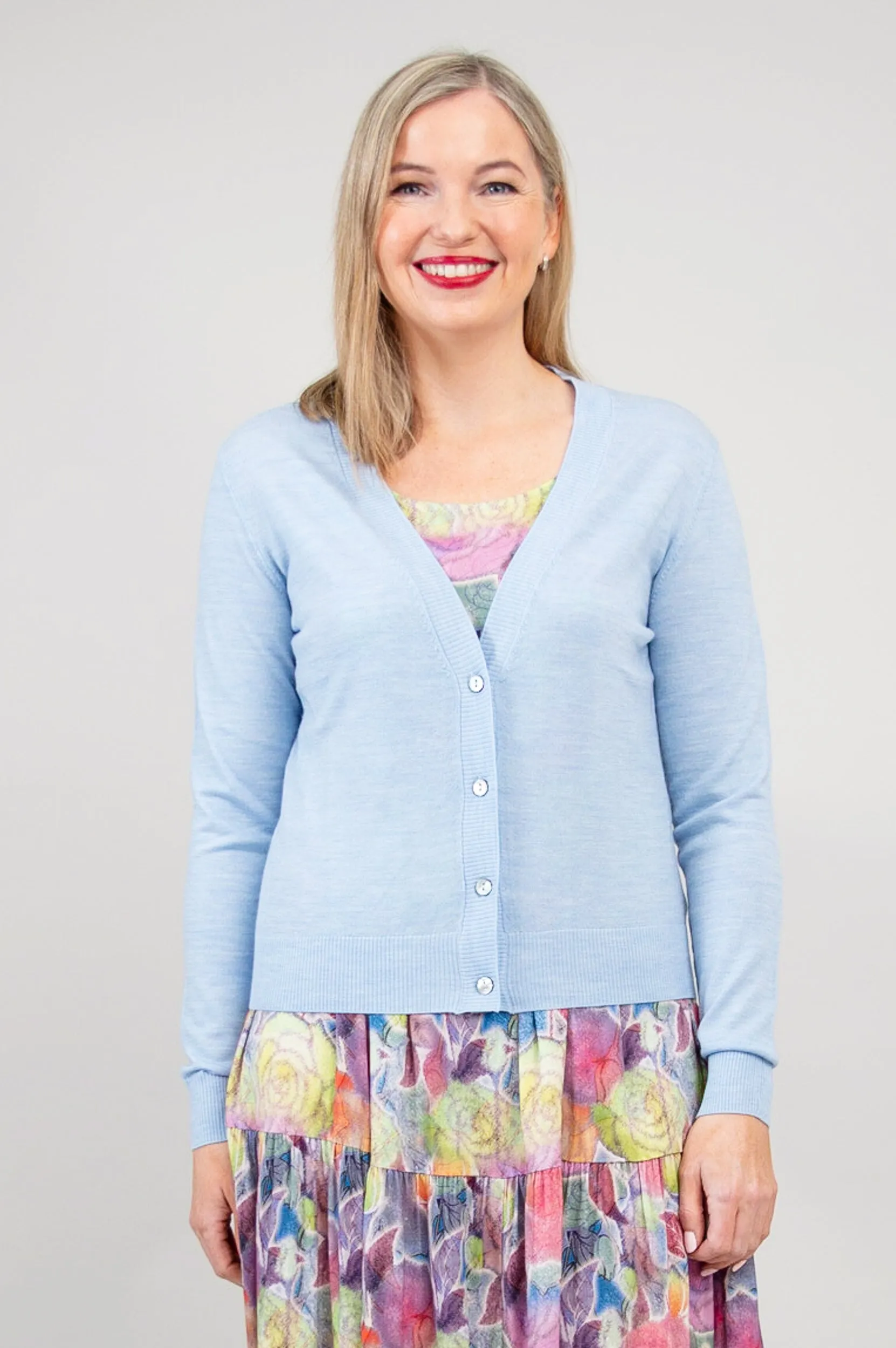 Camila Cardigan, Cerulean, Merino Wool