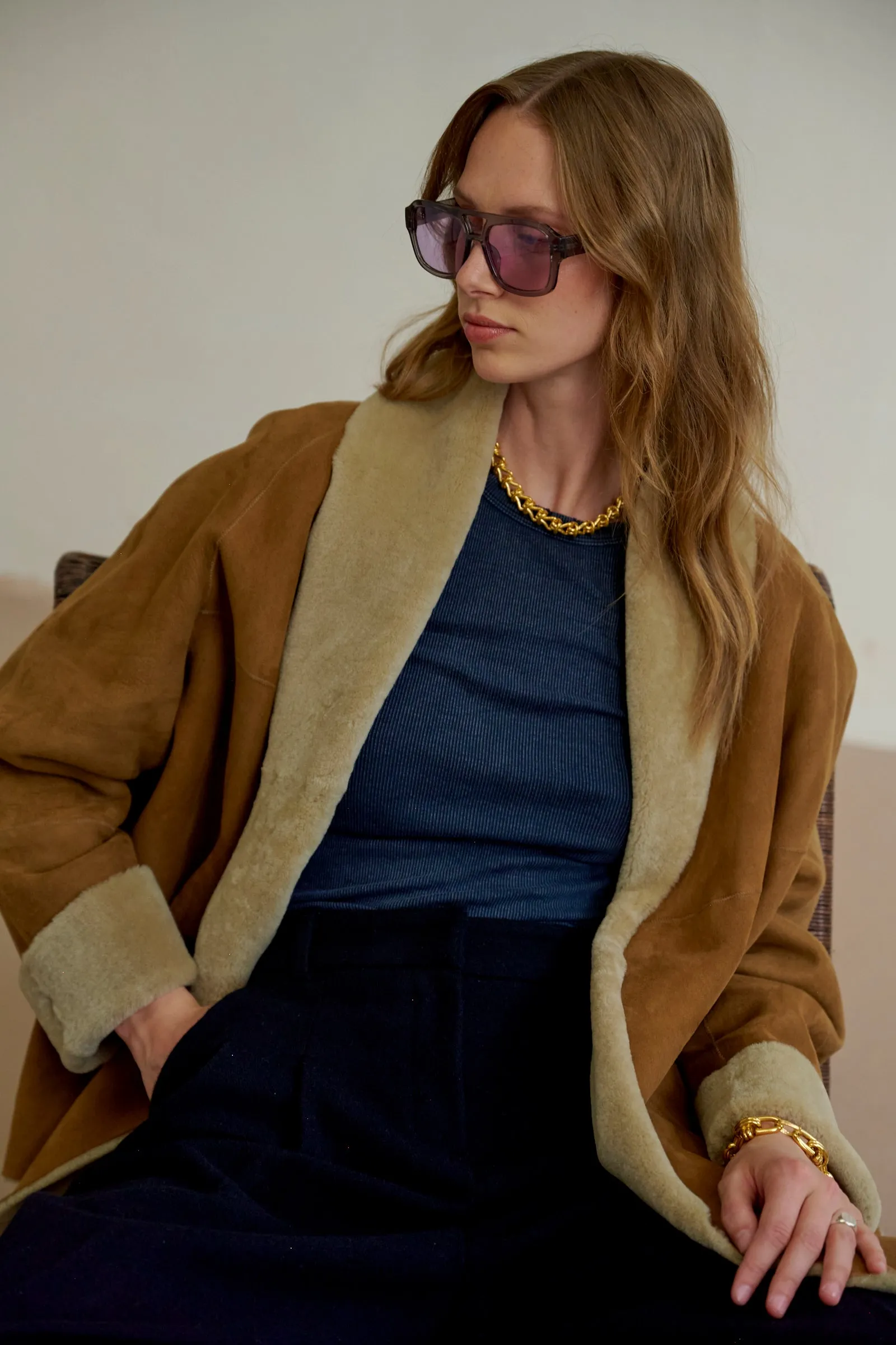 CAPPUCINO SHEARLING CARDI JACKET